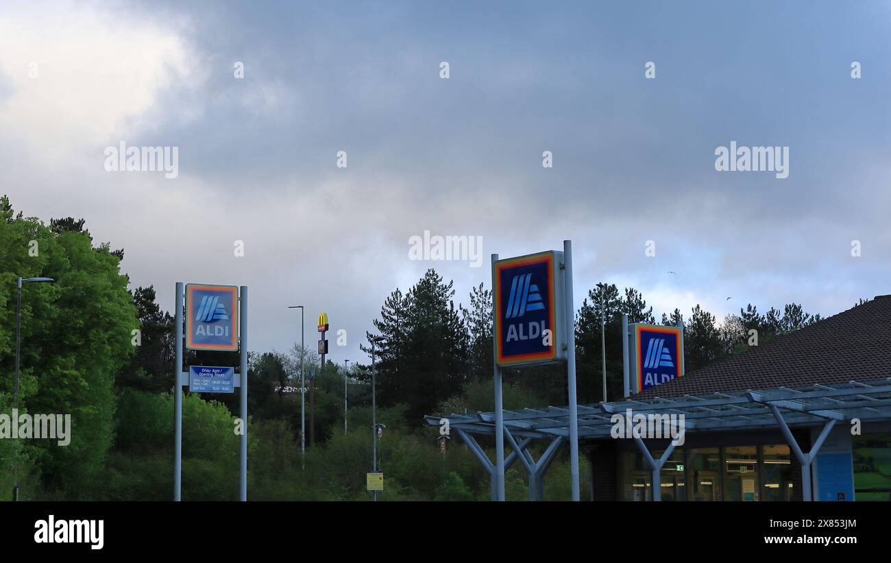 A view from the Aldi car park on Llandeilo Road, Cross Hands, with