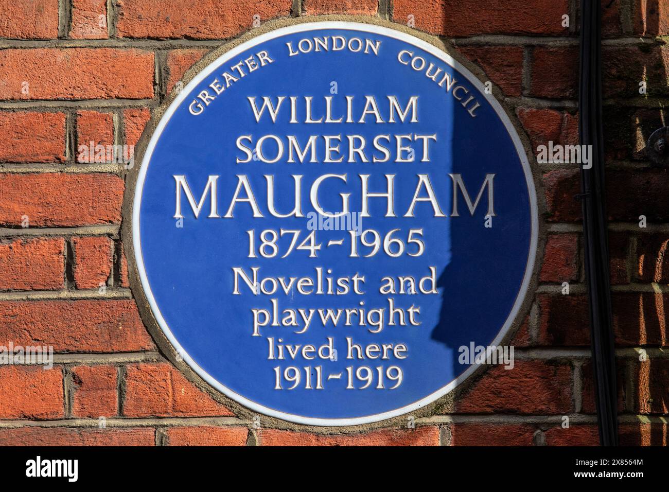 London, UK - February 26th 2024: A blue plaque on Chesterfield Street in London, UK, marking the location where novelist and playwright William Somers Stock Photo