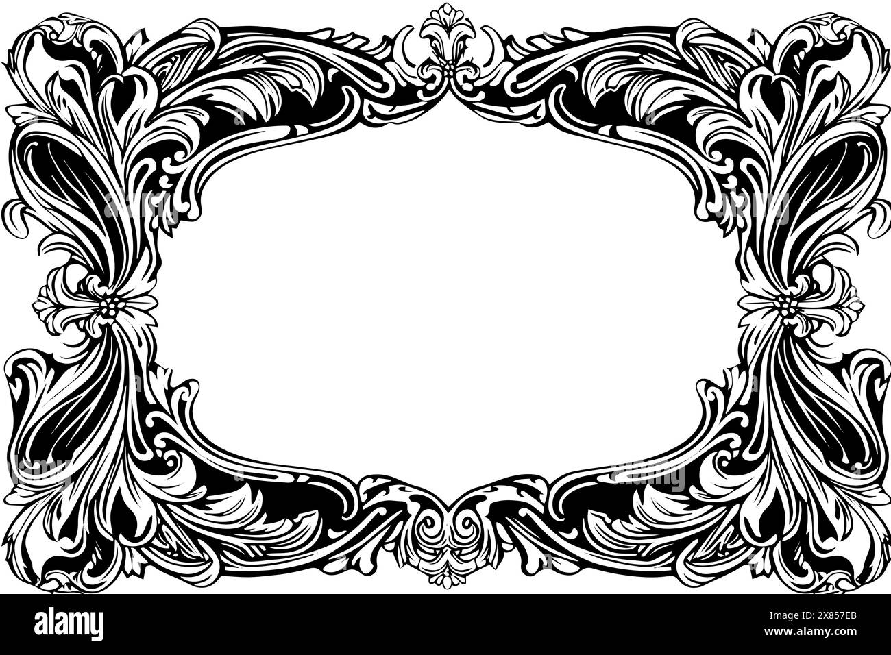 Vintage Victorian Ornamental Frame Classic Rococo Vector Design with Golden Flourishes.Message