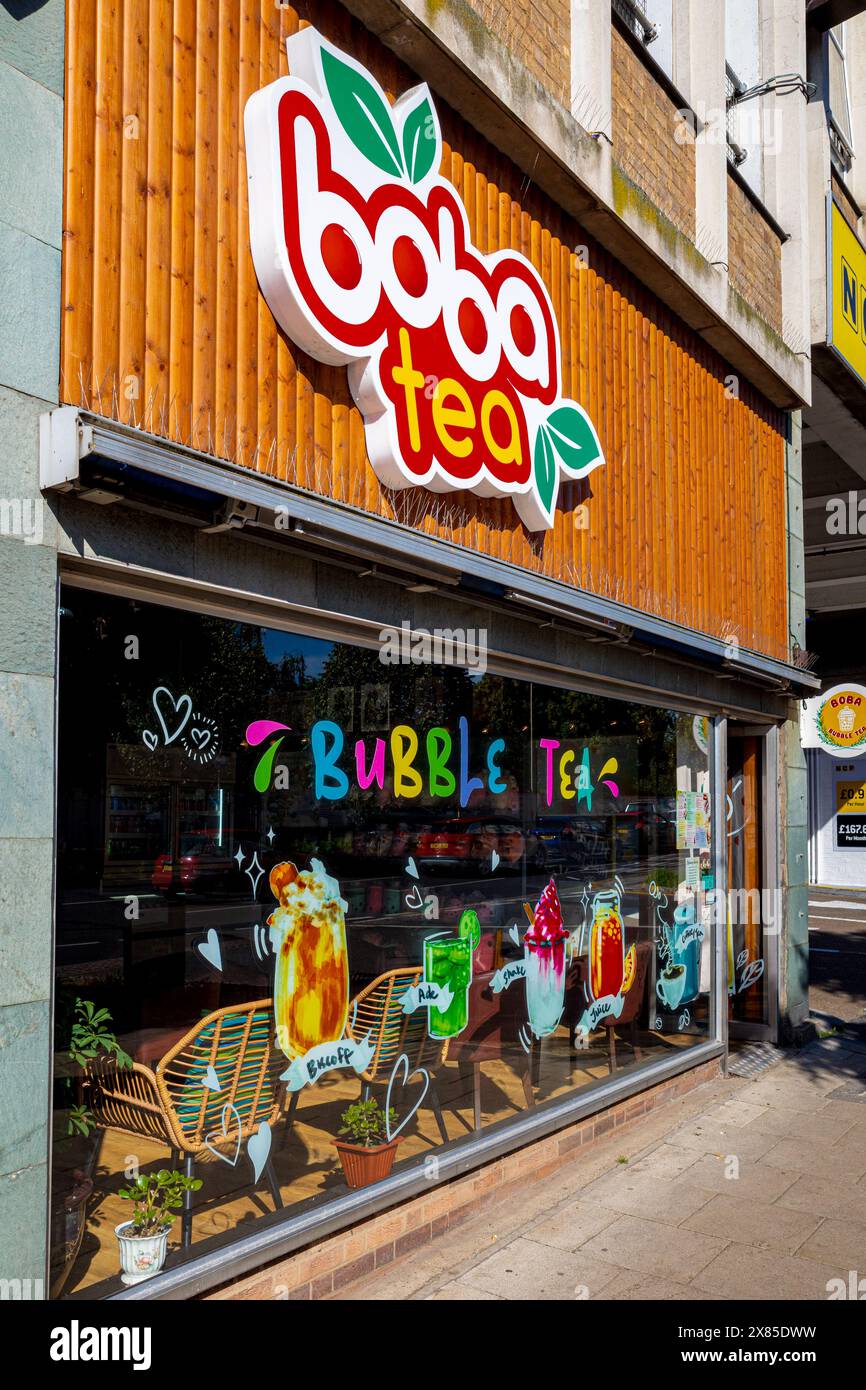 Boba Tea Bubble Tea shop in Norwich UK. Stock Photo