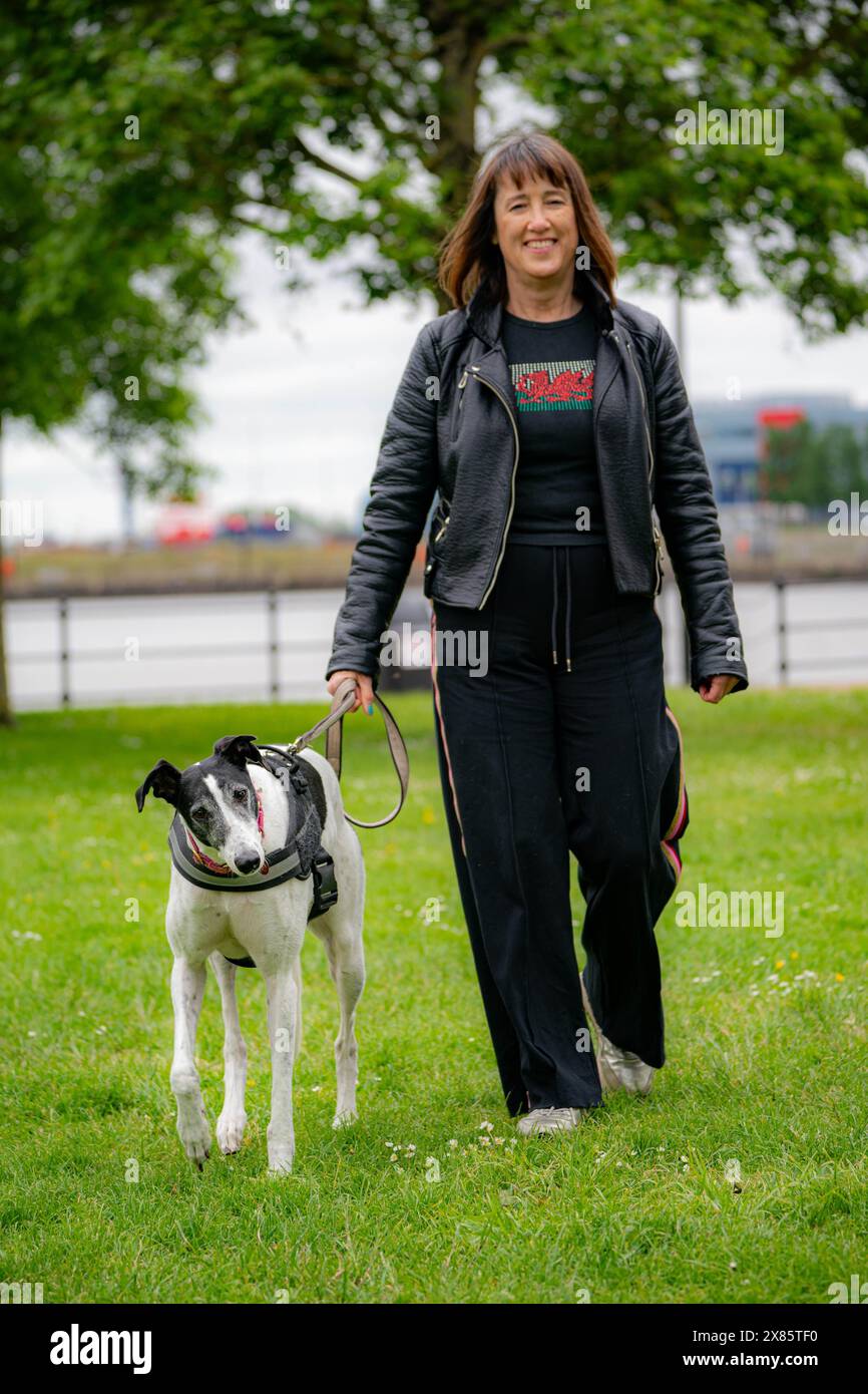 EDITORIAL USE ONLY Wanda with Jane Dodds MS at Senedd Dog of the Year