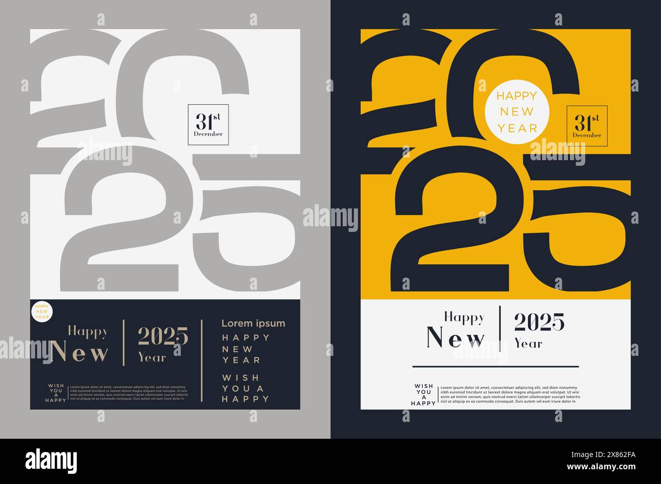 New Year 2025 concept. Paper cut numbers design poster art. Design for