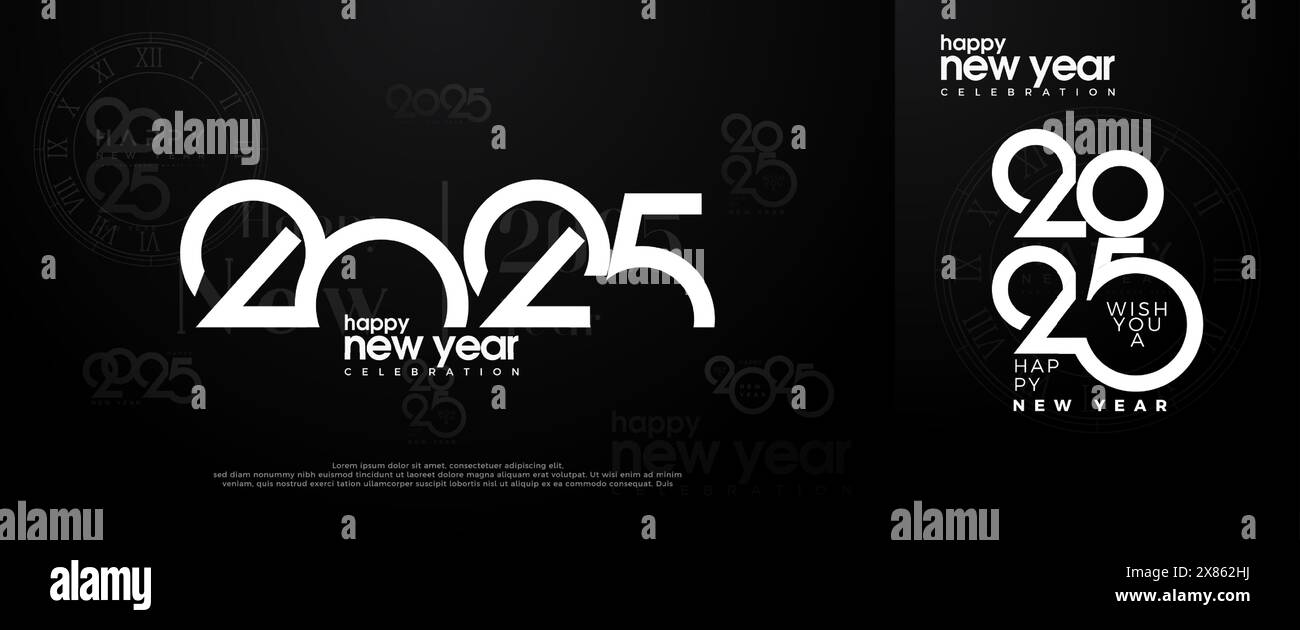Dark and aesthetic 2025 new year design concept. Design several numbers