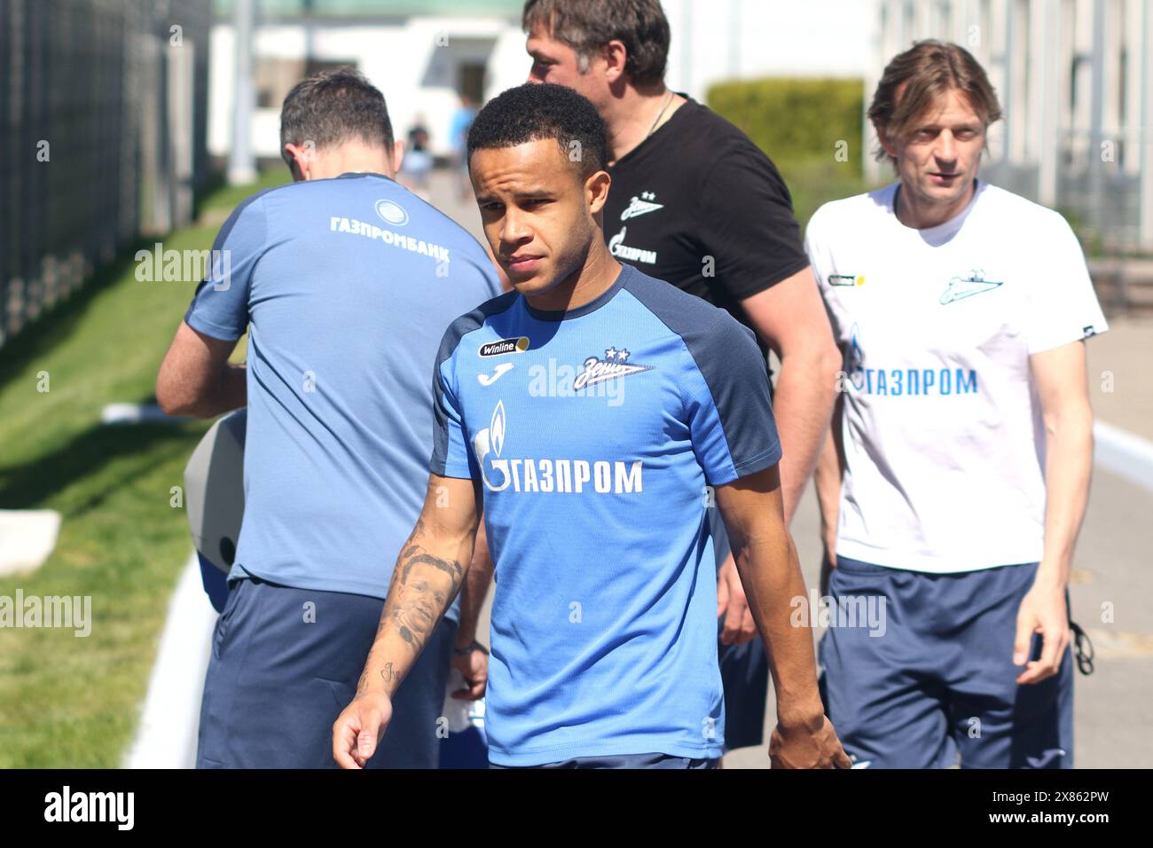 Saint Petersburg, Russia. 23rd May, 2024. Pedro Henrique Silva dos Santos, known as Pedro (24), a player of the Zenit football club seen during an open training session at the Zenit FC training base in St. Petersburg before the Zenit Saint Petersburg - Rostov football match, which will be held in Saint Petersburg, Russia. (Credit Image: © Maksim Konstantinov/SOPA Images via ZUMA Press Wire) EDITORIAL USAGE ONLY! Not for Commercial USAGE! Stock Photo