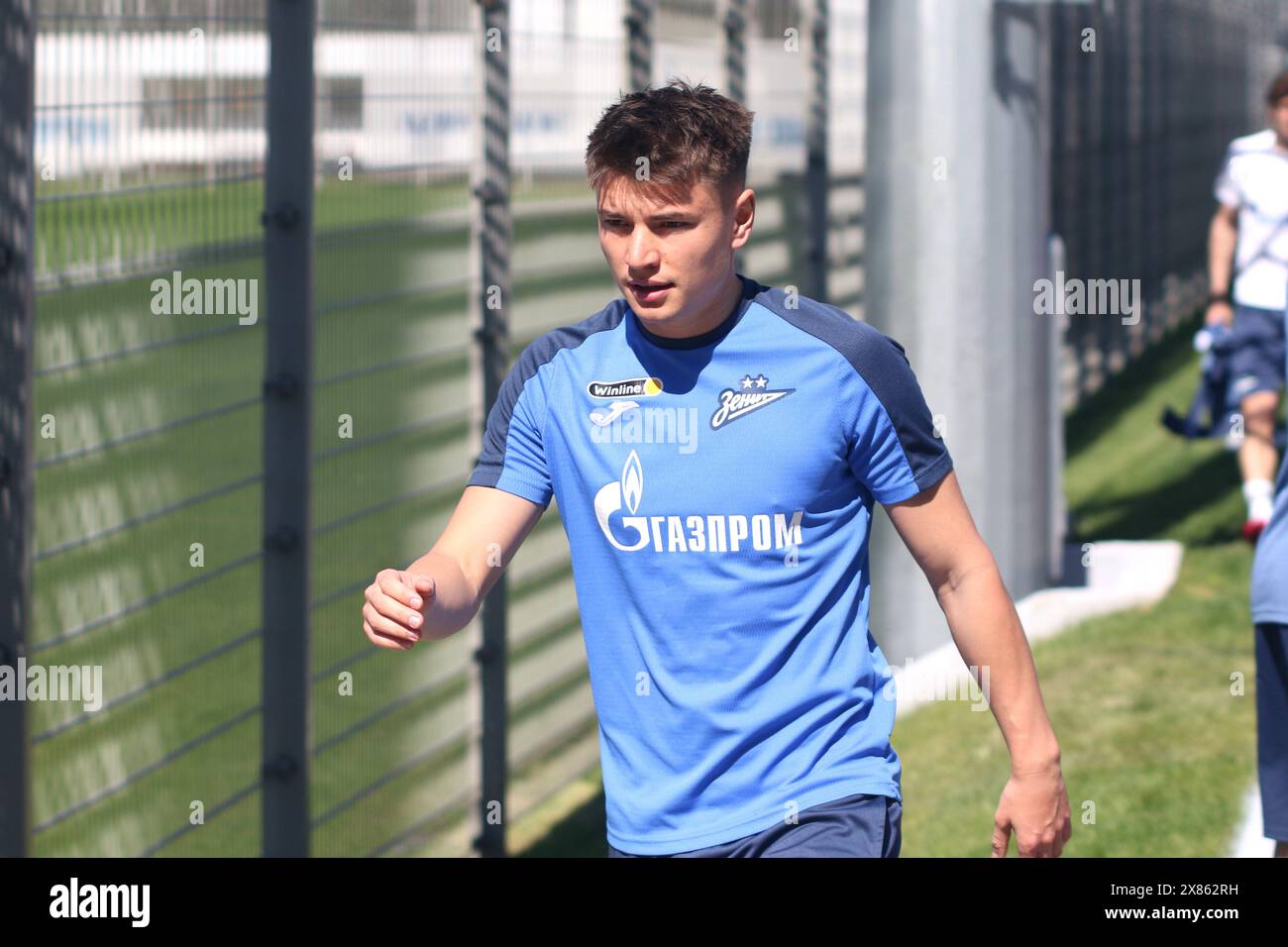 Saint Petersburg, Russia. 23rd May, 2024. Andrey Mostovoy (17), a player of the Zenit football club seen during an open training session at the Zenit FC training base in St. Petersburg before the Zenit Saint Petersburg - Rostov football match, which will be held in Saint Petersburg, Russia. (Credit Image: © Maksim Konstantinov/SOPA Images via ZUMA Press Wire) EDITORIAL USAGE ONLY! Not for Commercial USAGE! Stock Photo