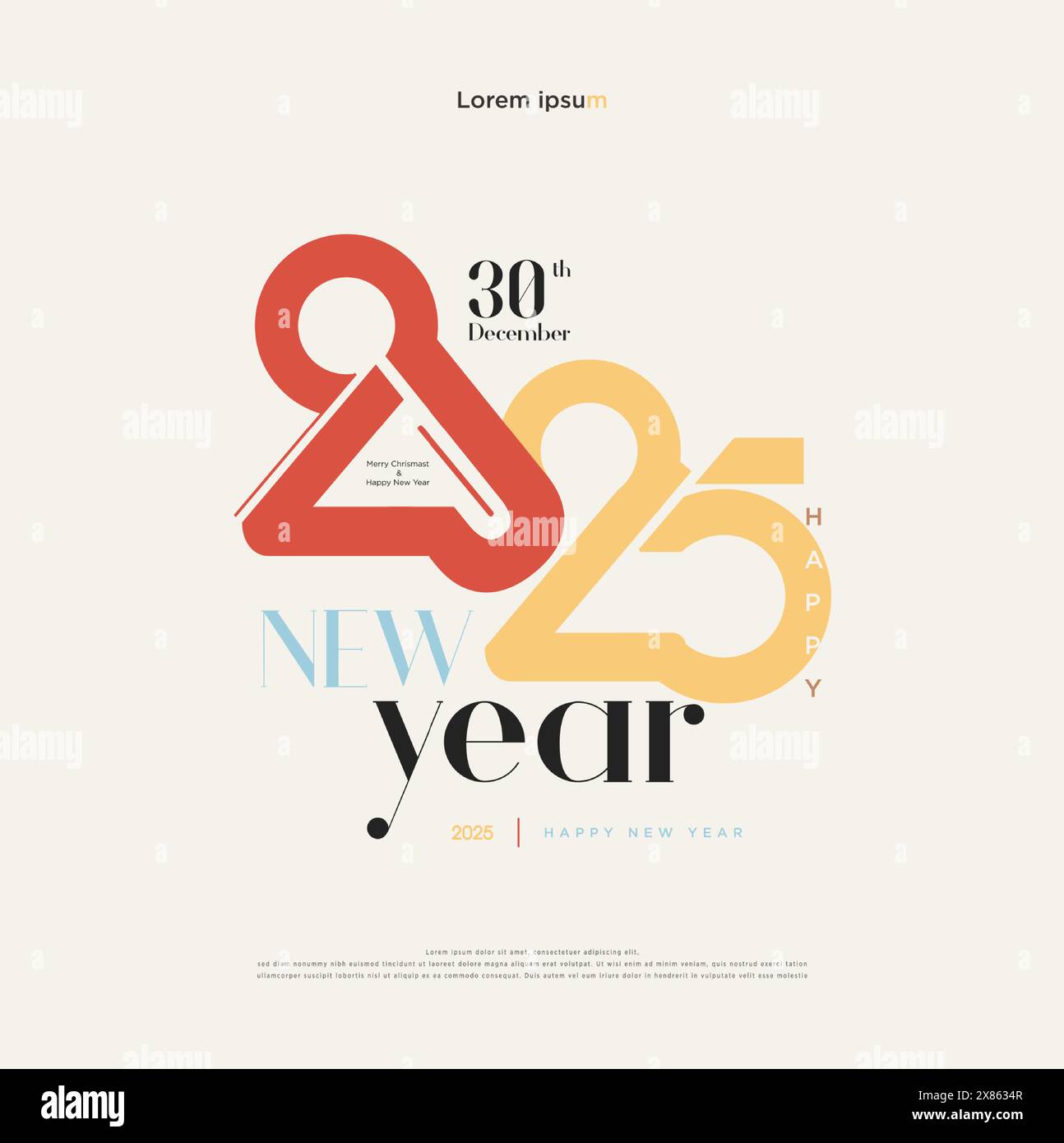 Unique number style and with a touch of color combined for New Year