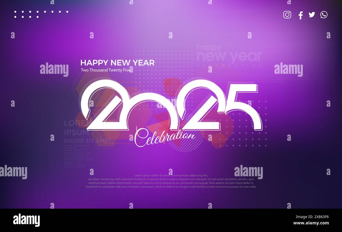 New year 2025 design. Simple number design in white. The background is classic and elegant in