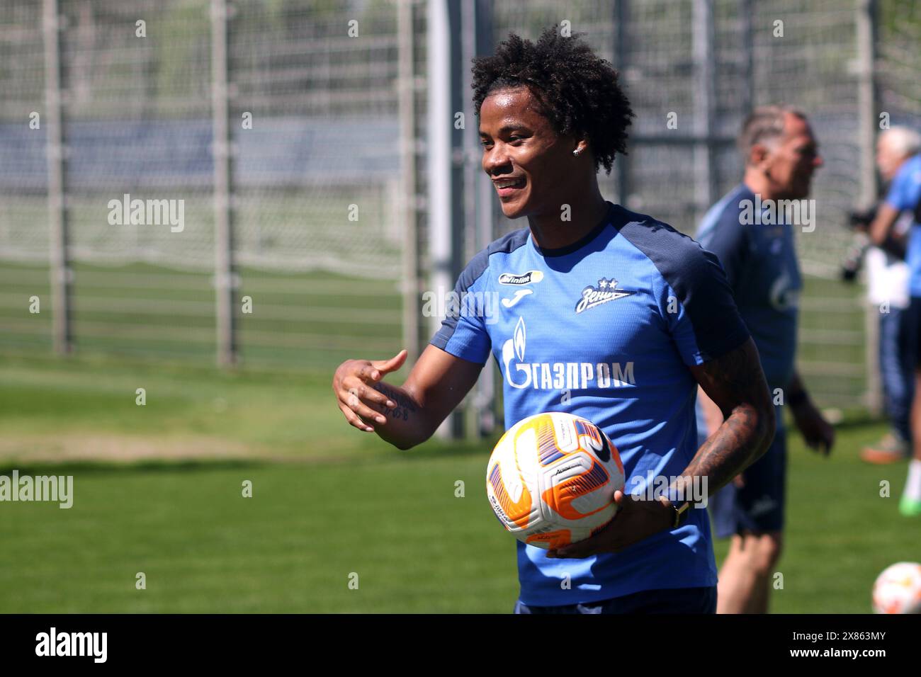 May 23, 2024, Saint Petersburg, Russia: Wilmar Enrique Barrios Teran, known as Wilmar Barrios (5), a player of the Zenit football club seen during an open training session at the Zenit FC training base in St. Petersburg before the Zenit Saint Petersburg - Rostov football match, which will be held in Saint Petersburg, Russia. (Credit Image: © Maksim Konstantinov/SOPA Images via ZUMA Press Wire) EDITORIAL USAGE ONLY! Not for Commercial USAGE! Stock Photo