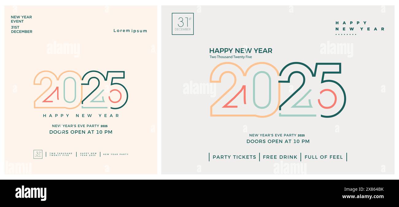 New year 2025 design. Number design with neat lines and beautiful