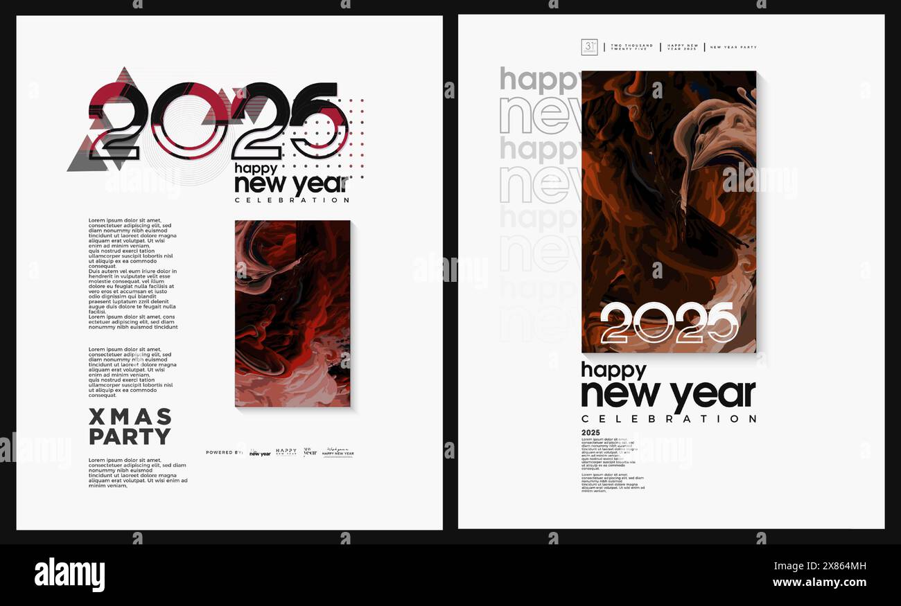 New Year 2025 poster design. Design with elegant textured frame