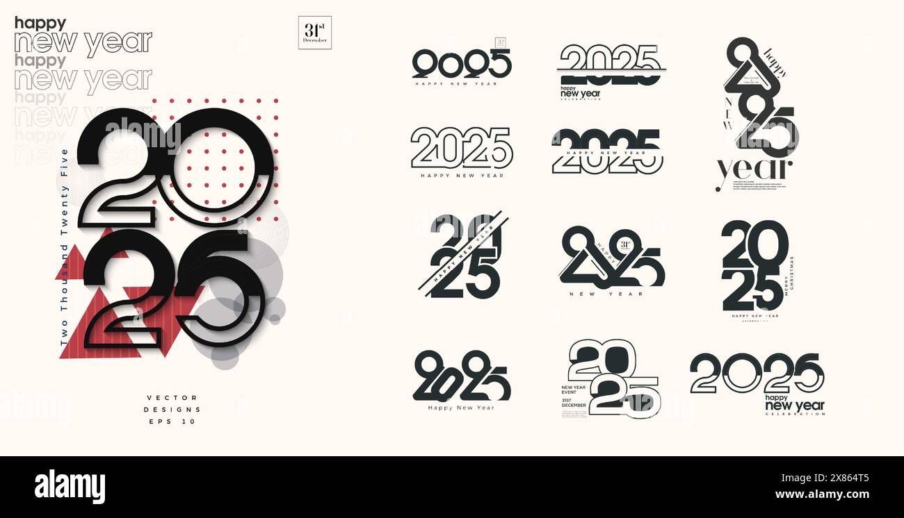 Happy New Year 2025 Set Design. 2025 logo design. 2025 set design for