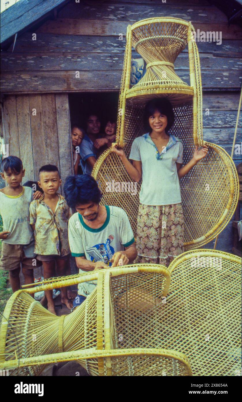 Philippines, Mindenao, Lake Sebu - wicker chairs are produced in a village at home. Stock Photo