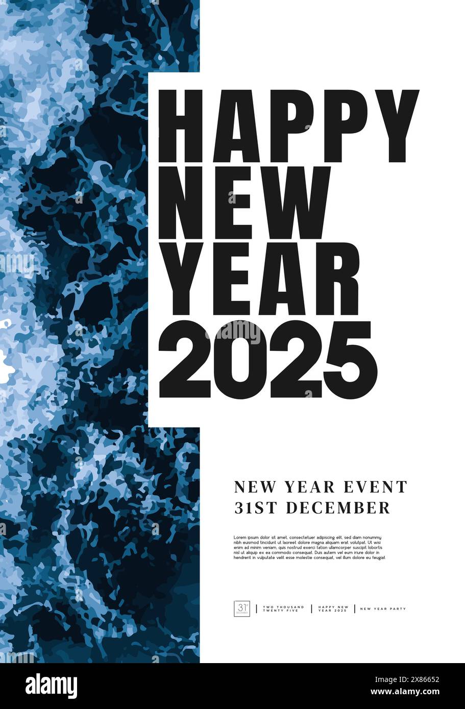 Happy New Year 2025. Poster design with modern texture background