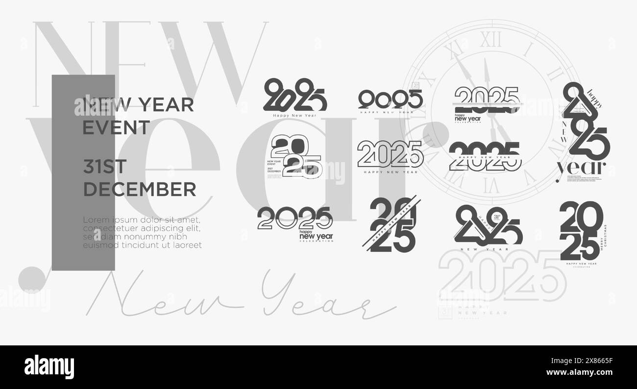 Premium vector 2025 design. New year 2025 set design with subtle coloring. 2025 new year set