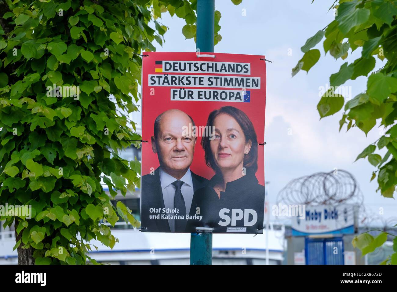 Bonn, Germany - May 21, 2024 : View of Olaf Scholz and Katarina Barley, an  SPD election campaign poster for the European elections of 2024 Stock Photo