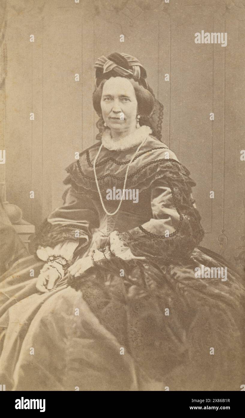 Antique c1866 carte de visite photograph, Josephine of Leuchtenberg (1807-1876), was Queen of Sweden and Norway from 1844 to 1859 as the wife of King Oscar I. SOURCE: ORIGINAL CDV Stock Photo