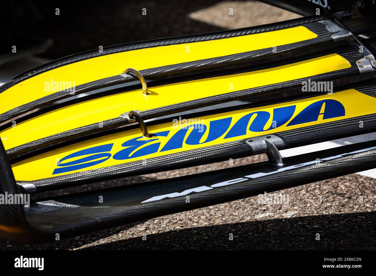 The Ayrton Senna tribute livery on the McLaren F1 Team MCL38, during