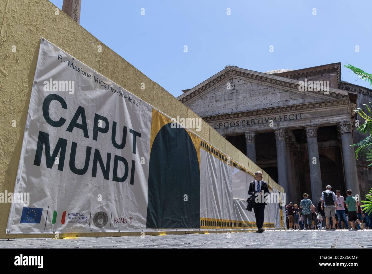 View of the Pantheon in Rome with work underway for the 2025 Jubilee ...