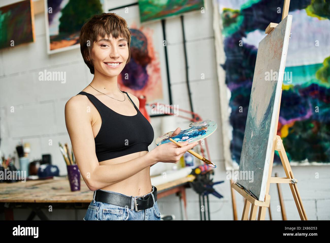 Woman portrait acrylic painting hi-res stock photography and images - Alamy