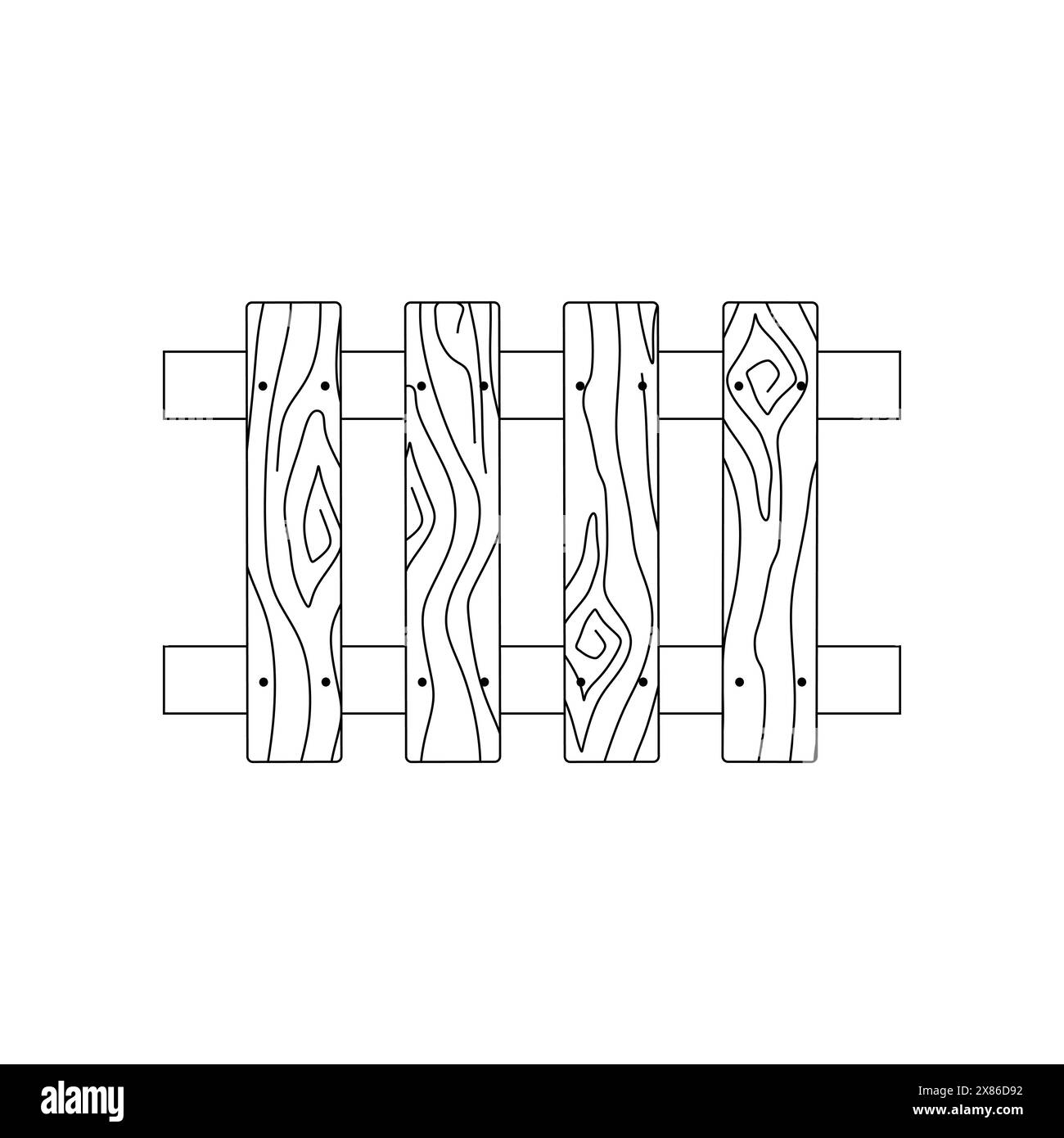 Doodle Wooden Fence, Linear icon. Editable stroke. Vector Outline ...