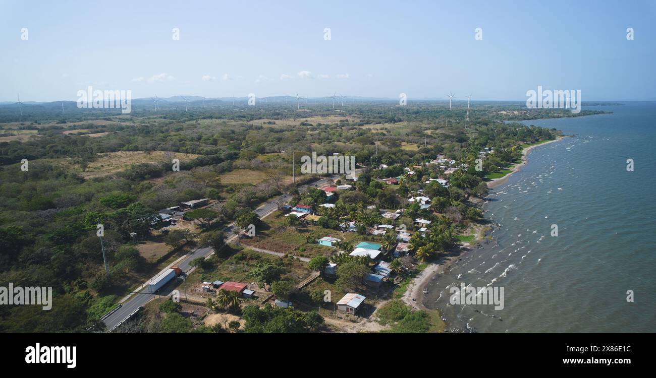 Central america landscape with lake aerial drone view Stock Photo