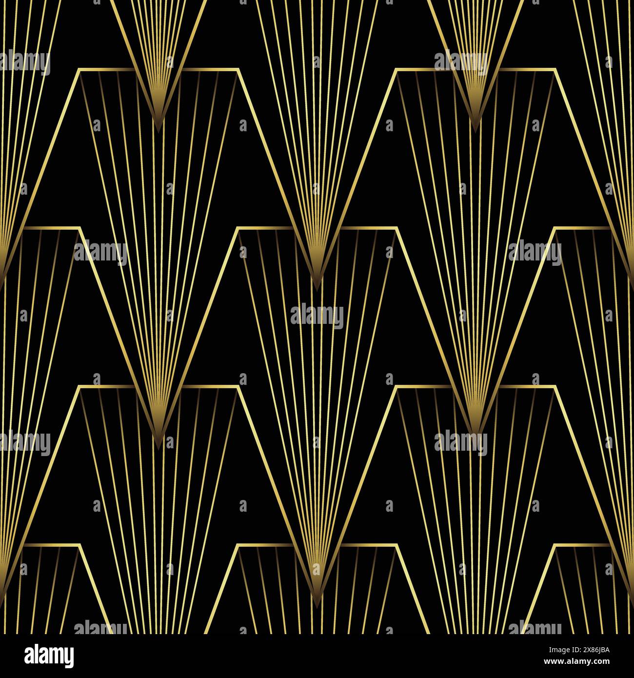 Art Deco Wallpaper. Black and gold seamless pattern in roaring twenties ...