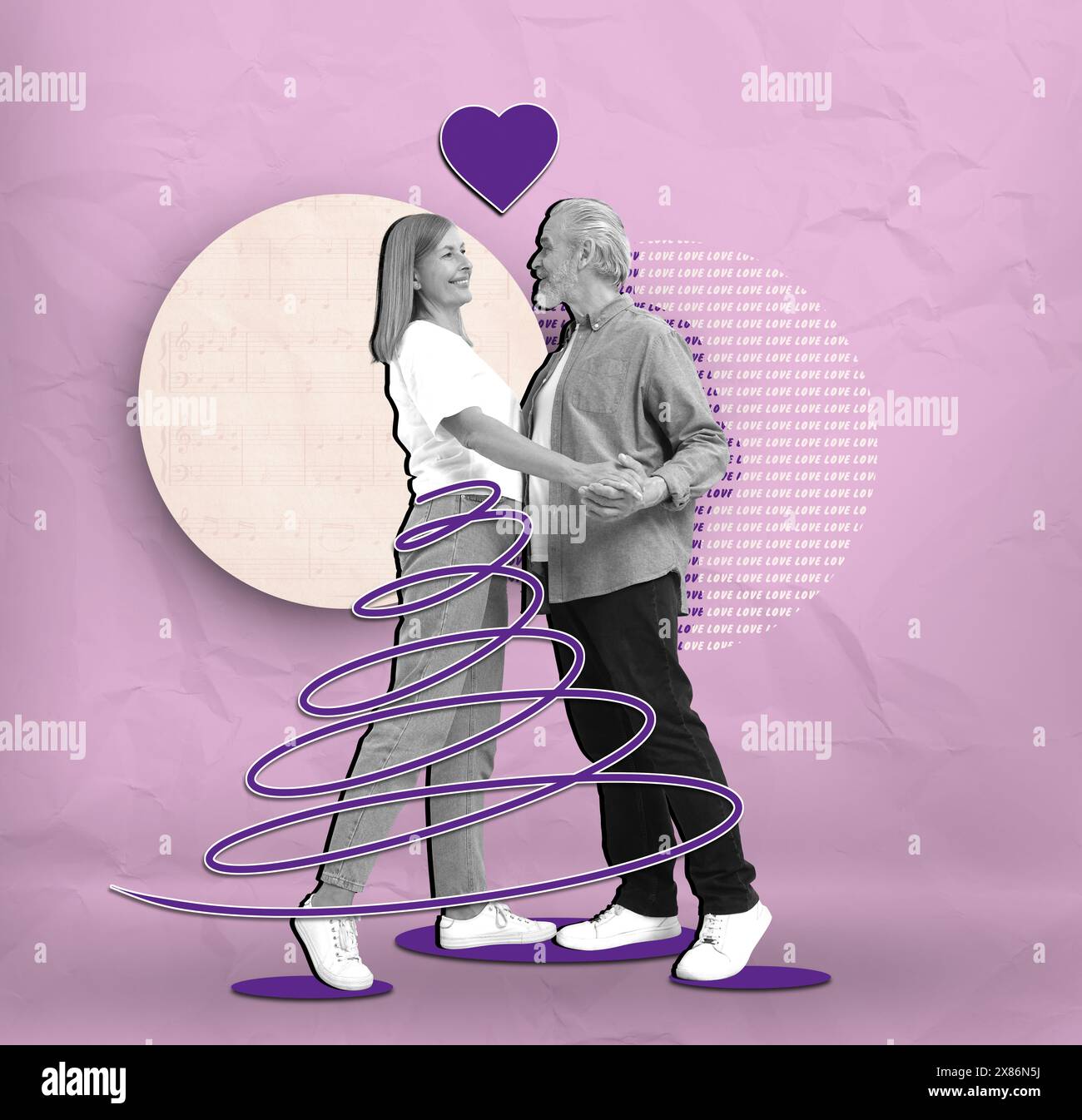 Lovely couple on date. Creative art collage Stock Photo