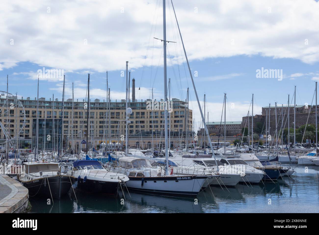 Savona, Liturgia, Italy. Yachts moored in the port. Stock Photo