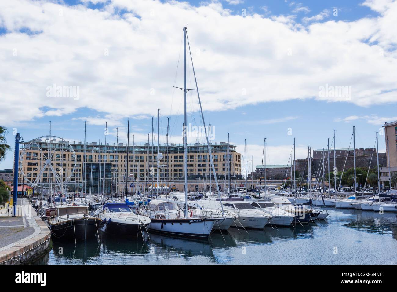 Savona, Liturgia, Italy. Yachts moored in the port. Stock Photo