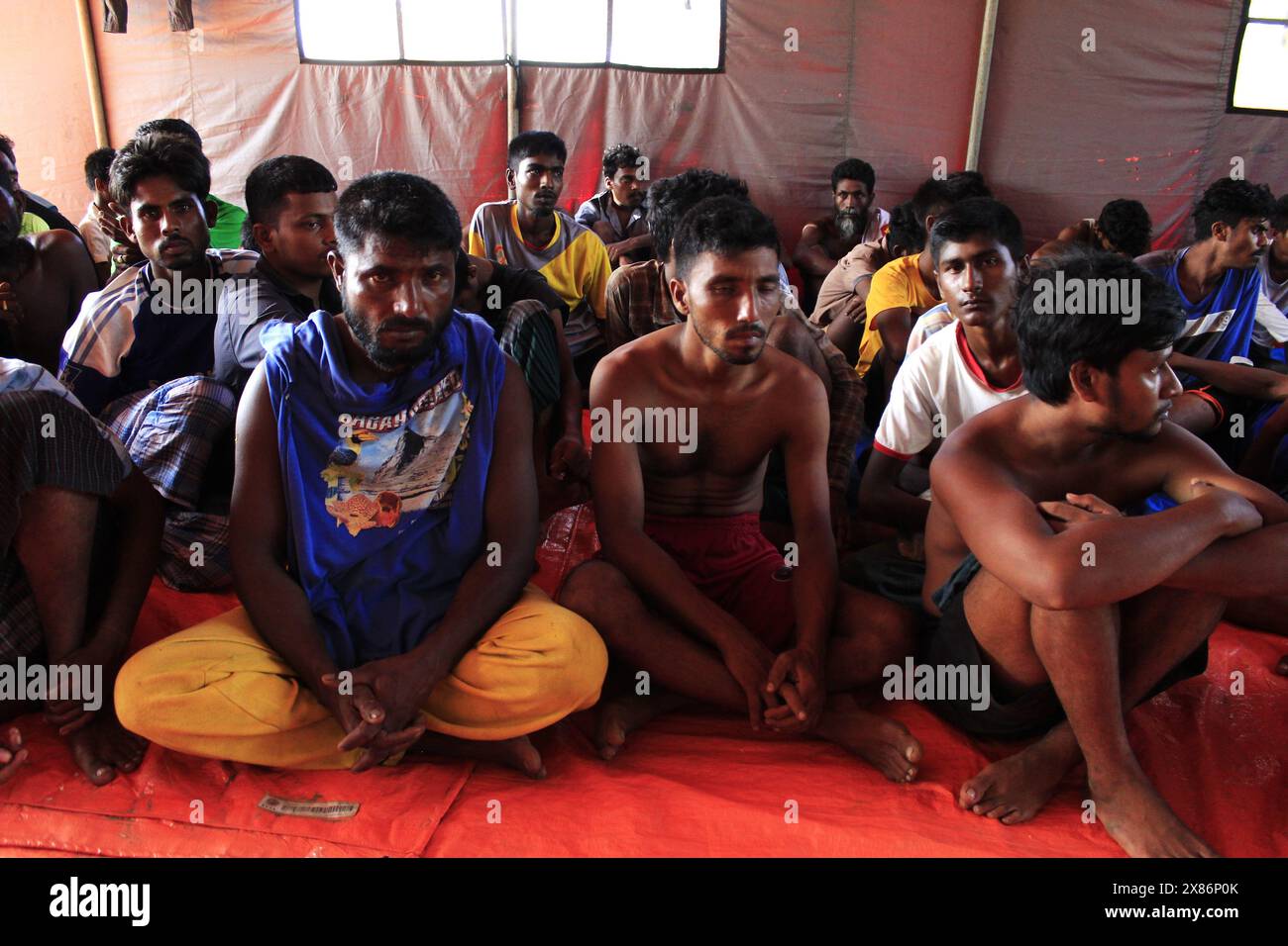 Medan Selayangh, North Sumatra, Indonesia. 23rd May, 2024. a number of ethnic Rohingya from Mnyamar are in emergency tents, in the coastal area of ''‹''‹Tanjung Pura Indonesia, Kwala Langkat village, North Sumatra, 23 May 2024 (Credit Image: © Kartik Byma/ZUMA Press Wire) EDITORIAL USAGE ONLY! Not for Commercial USAGE! Stock Photo