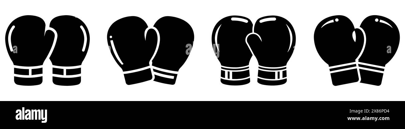 Boxing gloves icons set. Boxing logo design in flat design. Stock Vector