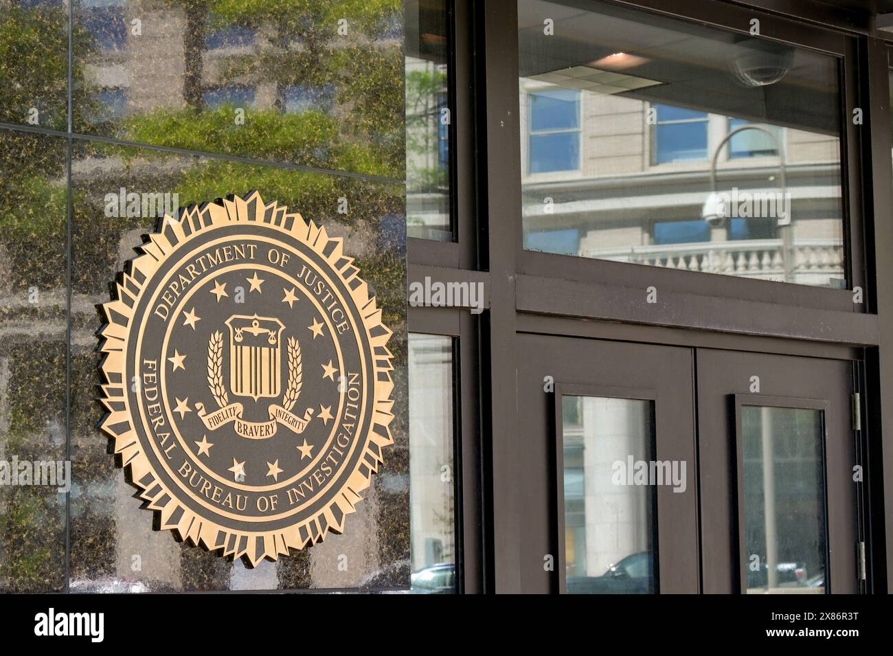 Washington DC, USA - 2 May 2024: Entrance to the headquarters of the FBI in the J Edgar Hoover building in downtown Washington DC Stock Photo