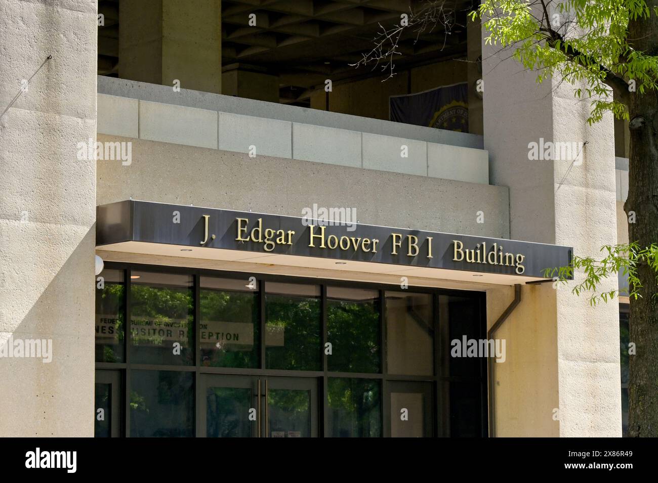 Washington DC, USA - 2 May 2024: Entrance to the headquarters of the FBI in the J Edgar Hoover building in downtown Washington DC Stock Photo