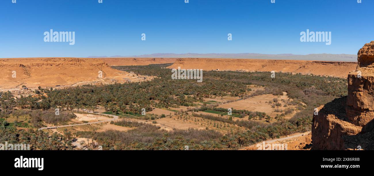 A panorama landscape view of the Ziz Valley and the Tafilalet region in central Morocco Stock Photo