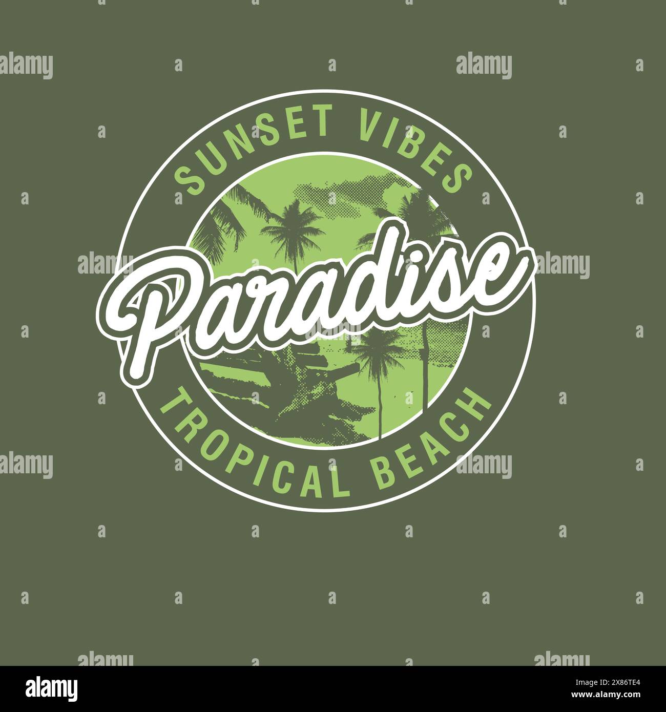 Sunset vibes Tropical beach Paradise typography summer beach design 