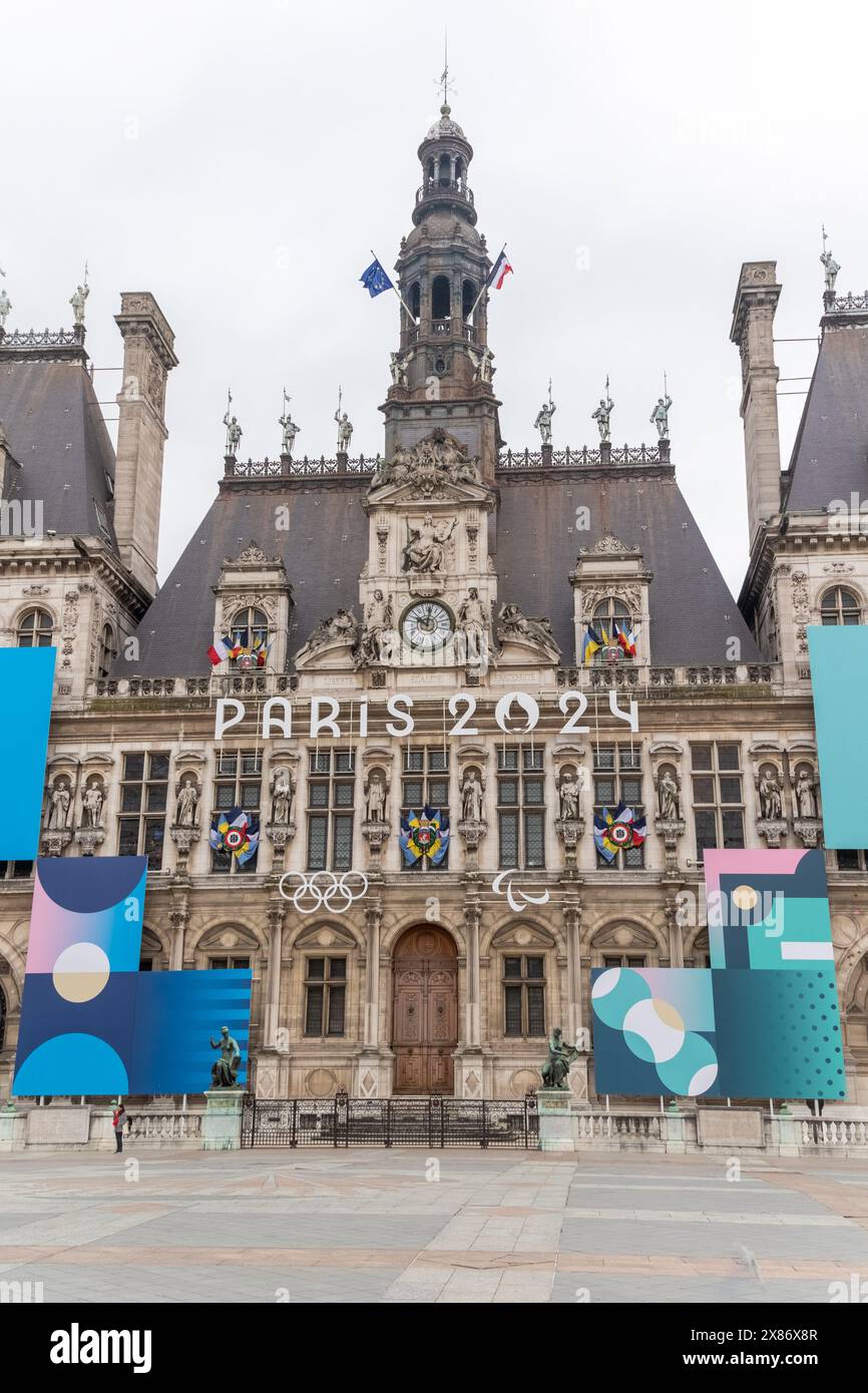 Paris April 19th 2024 A View Of The Hotel De Ville The Paris City Paris April 19th 2024 A View Of The Hotel De Ville The Paris City
