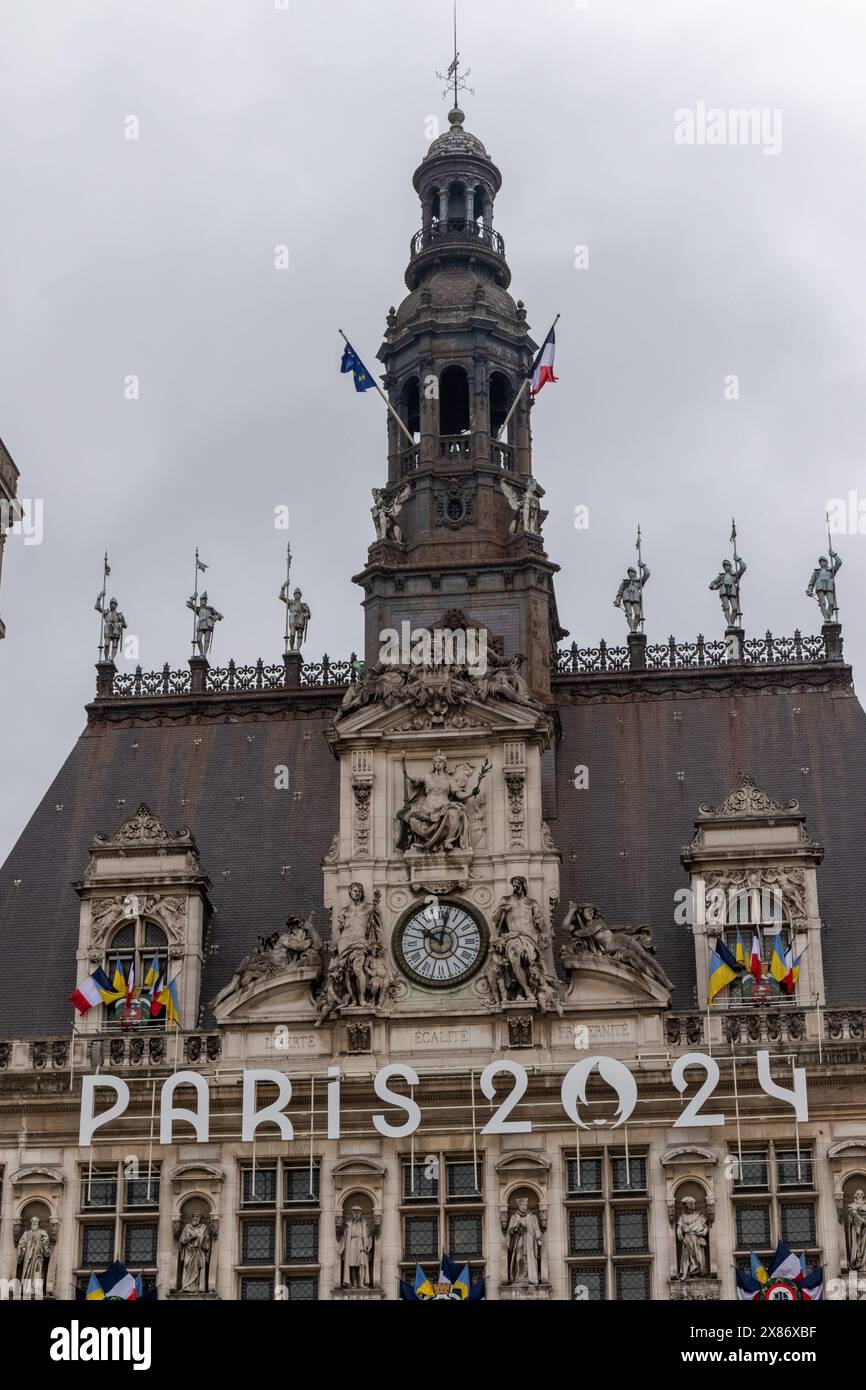 Paris April 19th 2024 A View Of The Hotel De Ville The Paris City Paris April 19th 2024 A View Of The Hotel De Ville The Paris City