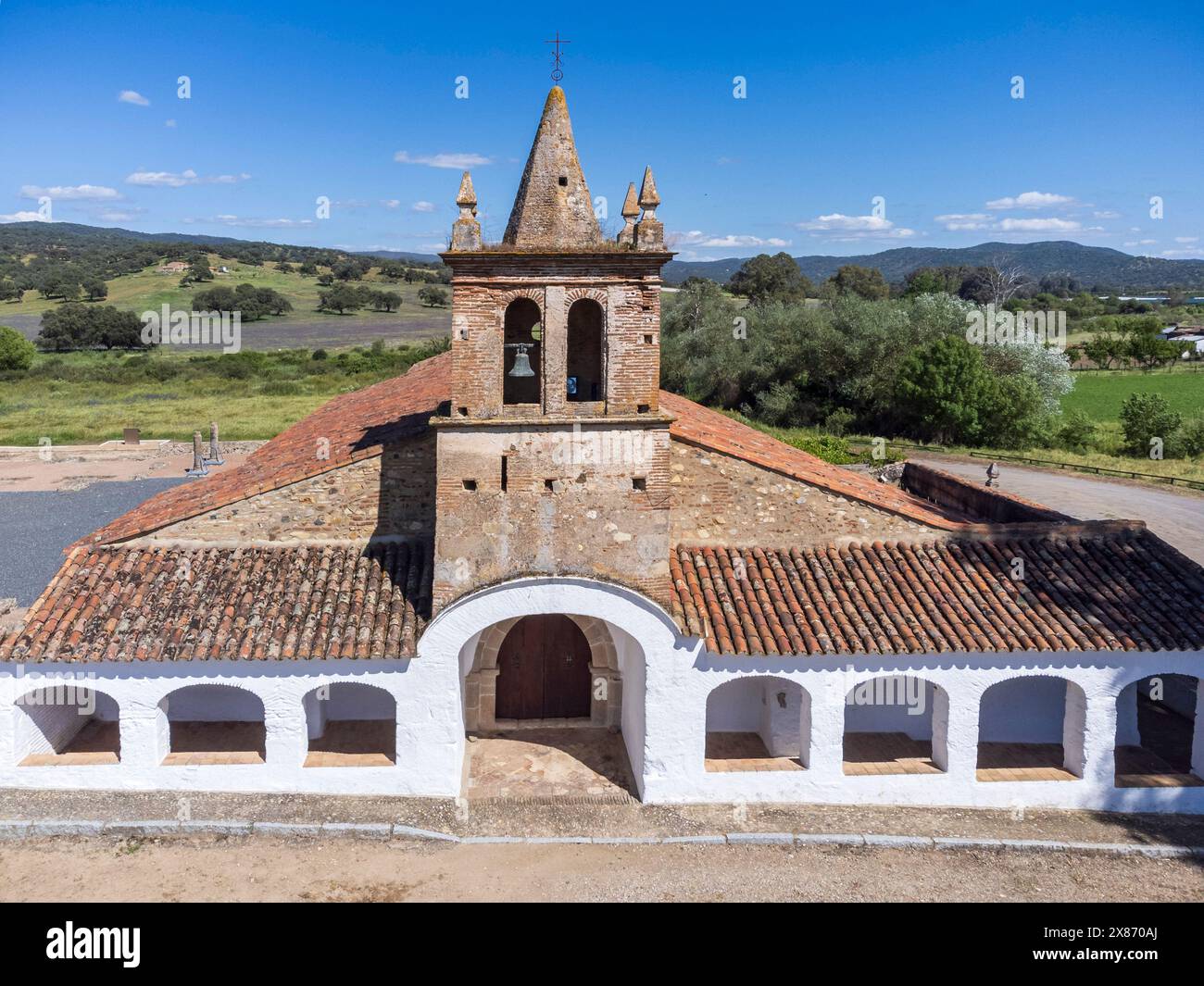 hermitage of San Mamés, - San Pedro de la Zarza - 13th century, Arucci Turobriga, Aroche,Huelva, Andalusia, Spain Stock Photo