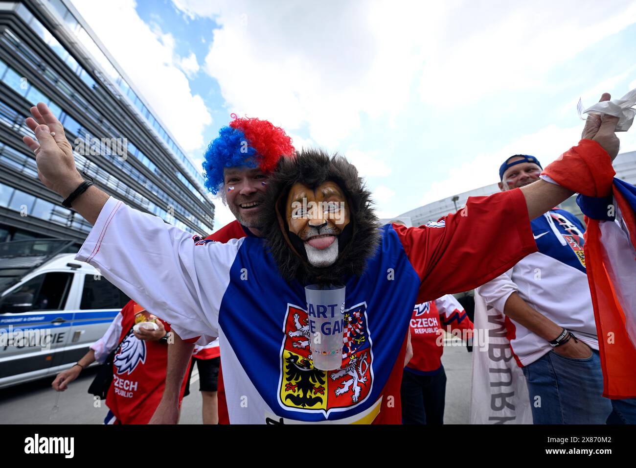 Czech fans in fan zone during the 2024 IIHF World Championship quarterfinal matches in Prague
