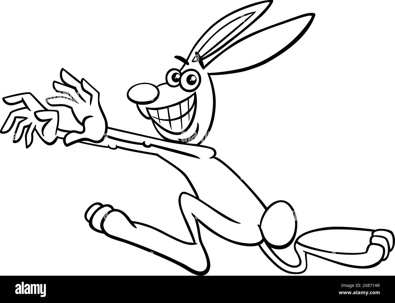 cartoon illustration of funny running rabbit or bunny comic animal
