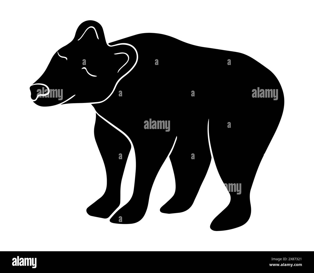 Vector isolated illustration of a bear silhouette on a white background. Stock Vector