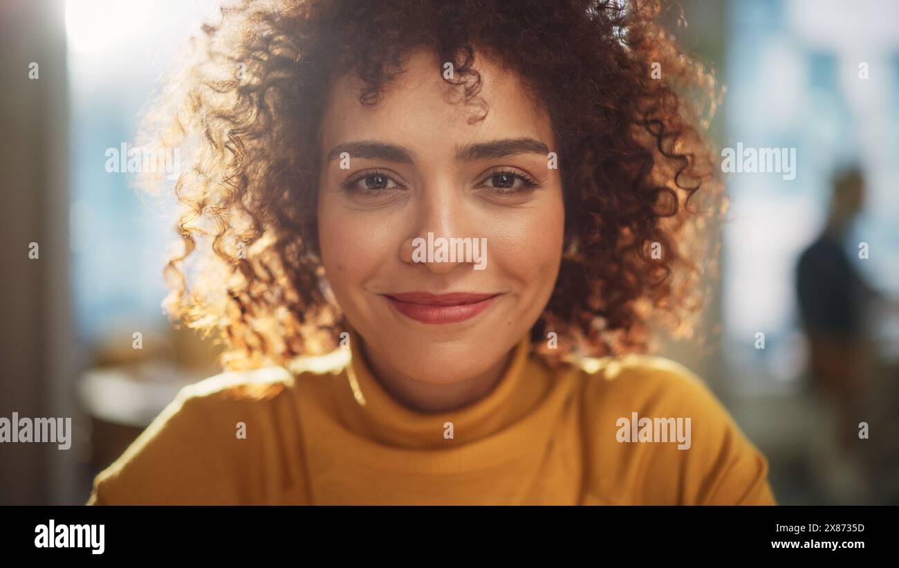 Close Up Portrait of a Young Middle Eastern Woman with Short Curly Hair ...