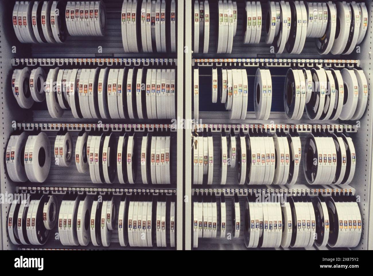 Main frame computer tapes 1981. Stock Photo