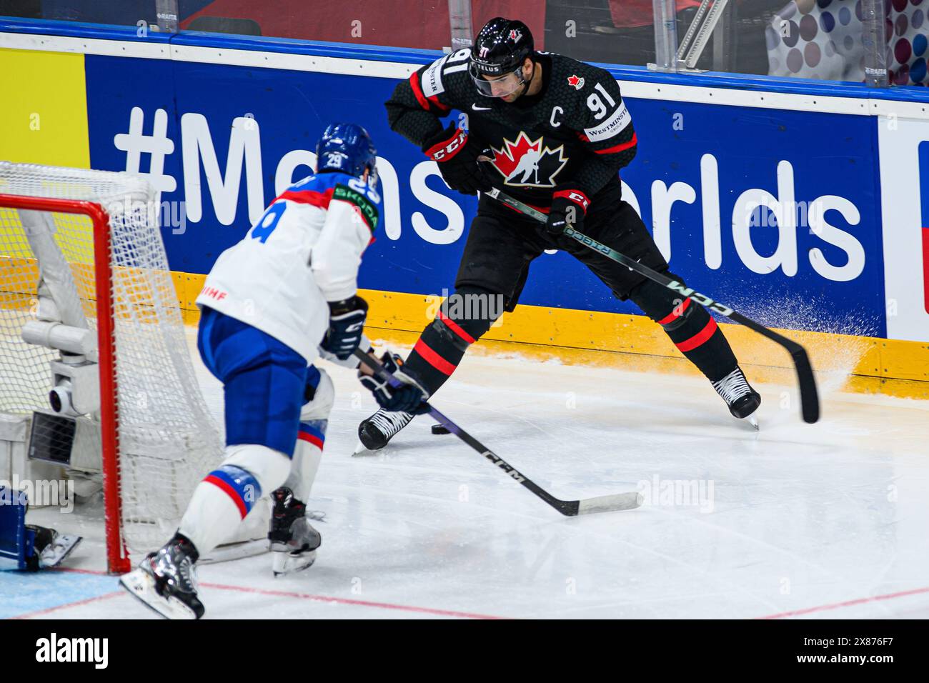 PRAGUE, CZECH REPUBLIC 23 MAY, 2024Mascot Bob. The game of IIHF 2024