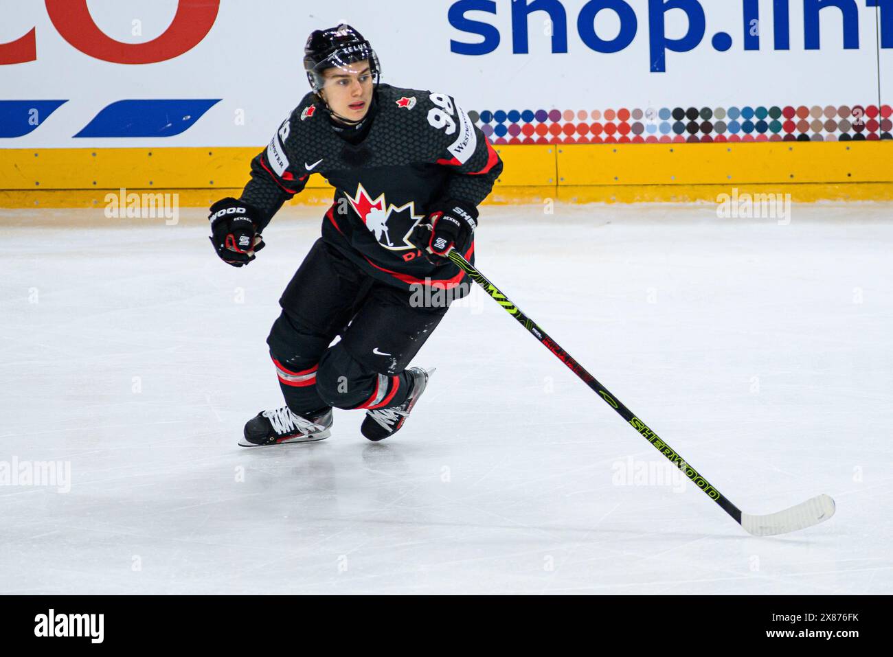 PRAGUE, CZECH REPUBLIC 23 MAY, 2024Mascot Bob. The game of IIHF 2024