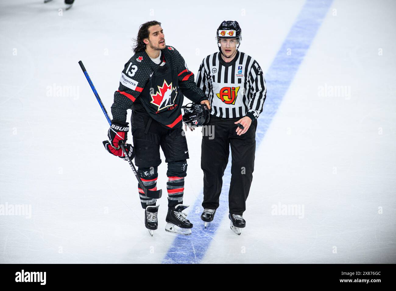 PRAGUE, CZECH REPUBLIC - 23 MAY, 2024:Mascot Bob. The game of IIHF 2024