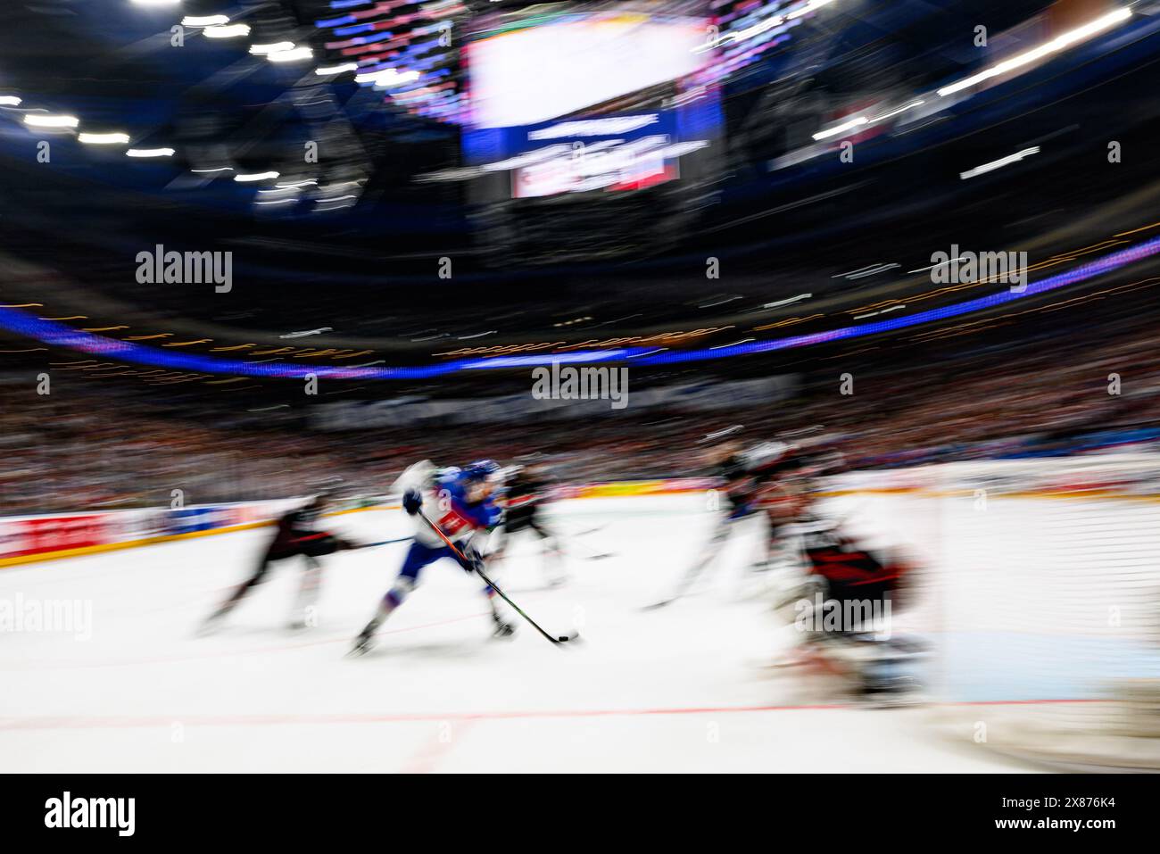 PRAGUE, CZECH REPUBLIC - 23 MAY, 2024:Mascot Bob. The game of IIHF 2024