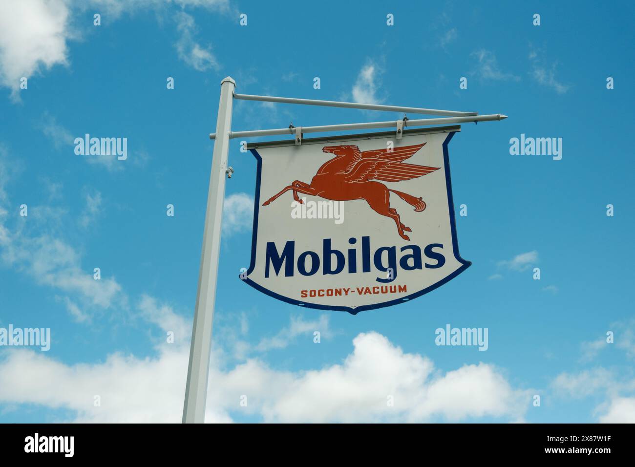 Vintage Mobilgas sign in Millerton, New York Stock Photo Alamy