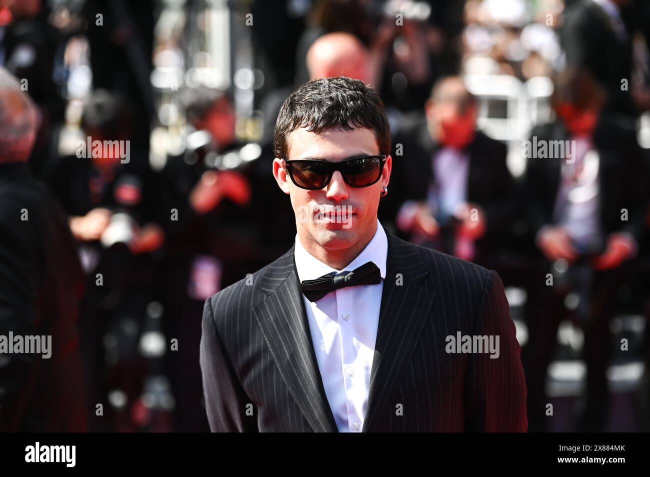 Cannes, France. 23rd May, 2024. Aaron Altaras is attending the ''L'Amour Ouf'' (Beating Hearts) Red Carpet at the 77th annual Cannes Film Festival at Palais des Festivals in Cannes, France, on May 23, 2024. (Photo by Stefanos Kyriazis/NurPhoto) Credit: NurPhoto SRL/Alamy Live News Stock Photo