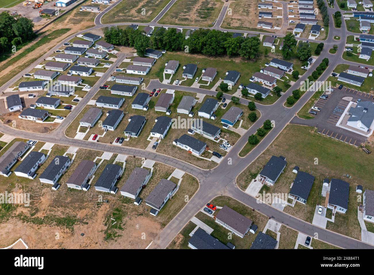 Albion, Michigan - An aerial view of the Wildflower Crossing mobile home park. Stock Photo